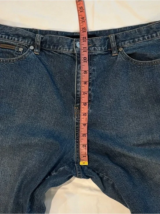 VTG Y2K Calvin Klein High Rise Straight Leg Blue Jeans Size 16 - Picture 6 of 9